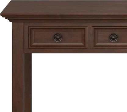 SIMPLIHOME Amherst SOLID WOOD Transitional 54 Inch Wide Desk in Russet Brown, For the Office Desk, Writing Table, Workstation and Study Table - LeafyLoom