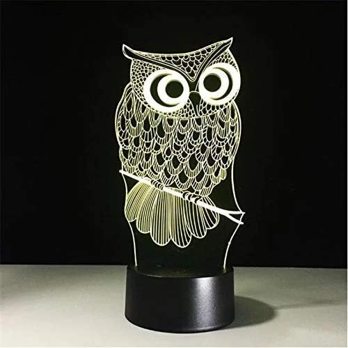 3D Illusion Night Light Owl Toys, Owl Bedside Lights Birthday Gift for Kids, Big Size 7 Color Changing USB LED Table Desk Optical Illusion Lamps Home Decors for Great Xmas Birthday Gifts - LeafyLoom