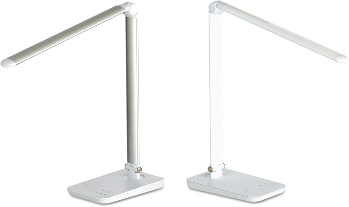 Safco Products 1001WH Vamp LED Modern ABS Desk Lamp with USB Port and Dimmer Switch, White - LeafyLoom