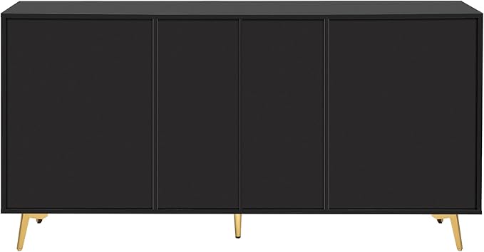 GIA Home Furniture Series Modern MDF Buffet Sideboard with 2 Doors,3 Drawers,Accent Storage Cabinets with Metal Handles for Kitchen,Dinning,Living Room, 63 Inch, Black Finish - LeafyLoom