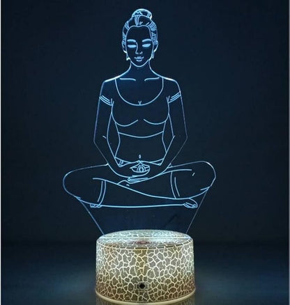 Creative 3D Yoga Meditation Night Light 16 Colors Changing USB Powered Remote Control Touch Switch Decor Lamp Optical Illusion Lamp LED Table Desk Lamp Children Kids Christmas Brithday Gift - LeafyLoom