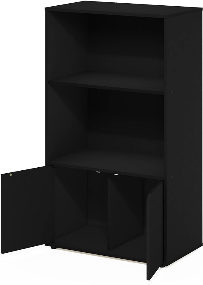 Furinno Jaya Kitchen Storage Shelf with Cabinet, Americano - LeafyLoom