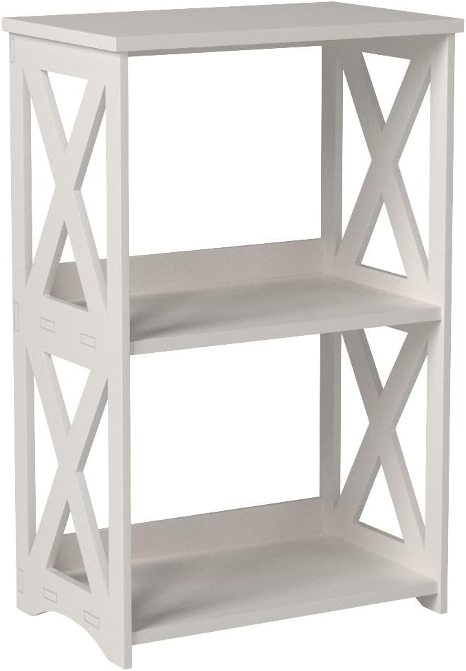 End Table & Side Table 3-Tier, 2 Shelf Small Bookcase, Bookshelf, Simple Nightstand, Bedside Table with for Bedroom, Bathroom, and Living Room Display Rack, White - LeafyLoom