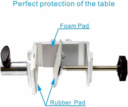 Replacement Heavy Duty C Clamp for 1/2” Base Magnifying Lamp,Desk Lamp,Swing Arm Lamp,Phone I pad Mount,Tablet Mic Holder,Table Mount Clamp for Microphone Stand Mic Boom Arm (G1 SIVLER) - LeafyLoom