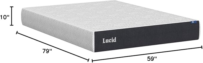 LUCID 10 Inch Memory Foam Mattress - Plush Feel - Infused with Bamboo Charcoal and Gel - Bed in a Box - Temperature Regulating - Pressure Relief - Breathable - Queen Size - LeafyLoom