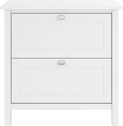 Bush Furniture Broadview 2 Drawer Lateral File Cabinet in Pure White - LeafyLoom