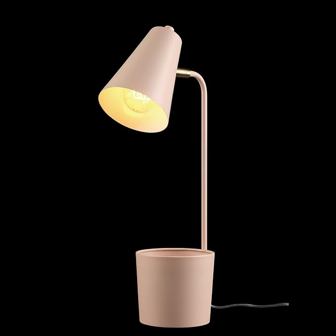 Globe Electric 30295 Taylor 18" Organizer Desk Lamp, Matte Pink, Brass Pivot Joint, On/Off Rotary Switch at Shade - LeafyLoom