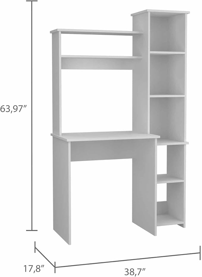 NicBex Laik-DW-00076-DX Desks, 38.7" W x 17.8" D x 63.9" H, White - LeafyLoom