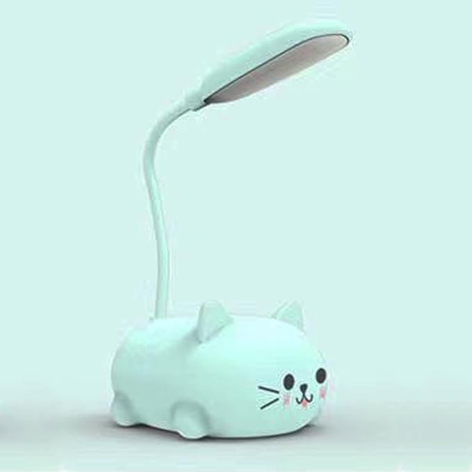 LED Kids Lamp, Mini Cat Table Lamp, Portable LED Night Light, Cute Desk Lamp, Foldable USB Rechargeable Reading Light Children's Bedroom (Blue) - LeafyLoom