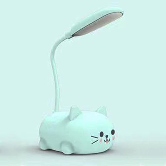 LED Kids Lamp, Mini Cat Table Lamp, Portable LED Night Light, Cute Desk Lamp, Foldable USB Rechargeable Reading Light Children's Bedroom (Blue) - LeafyLoom