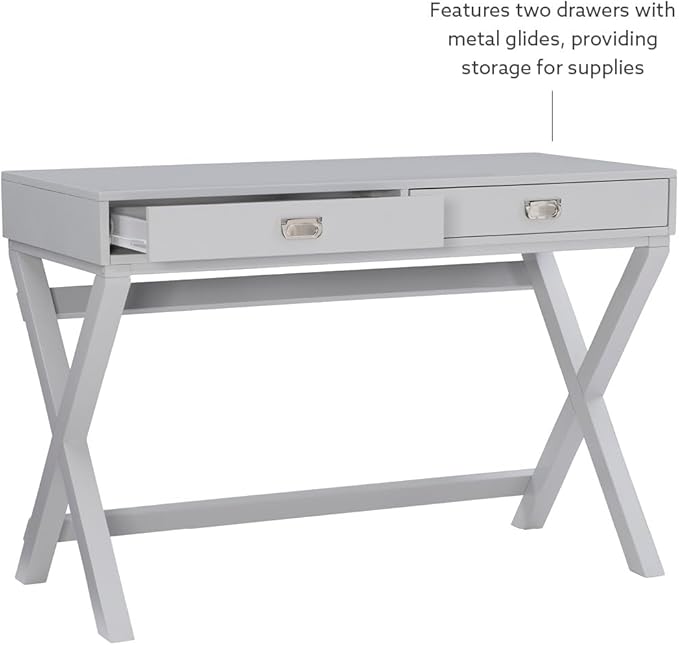 Linon Grey 2-Drawer Writing Jaycee Desk - LeafyLoom