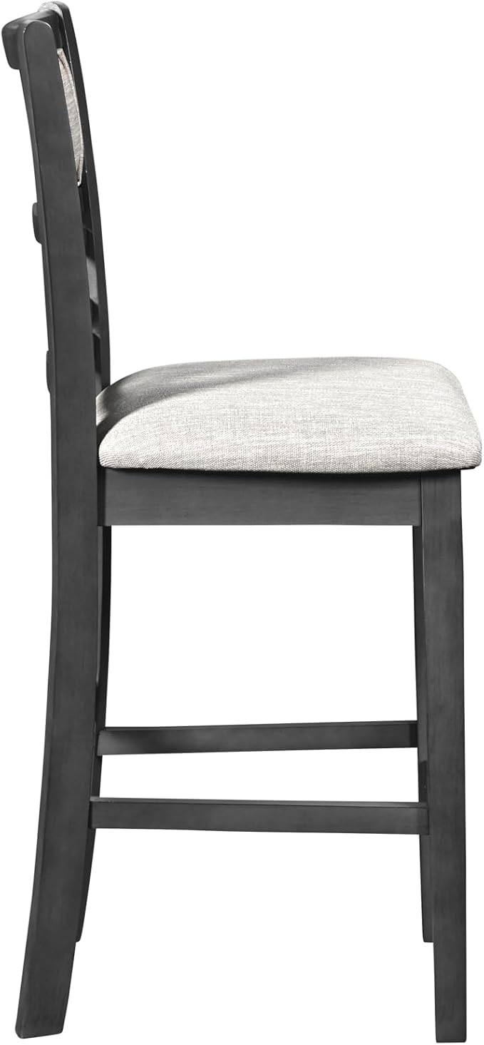 New Classic Furniture Gia Counter Dining Chair (Set of Four), Light Gray Fabric Upholstered Seat & Back Rest, Gray - LeafyLoom