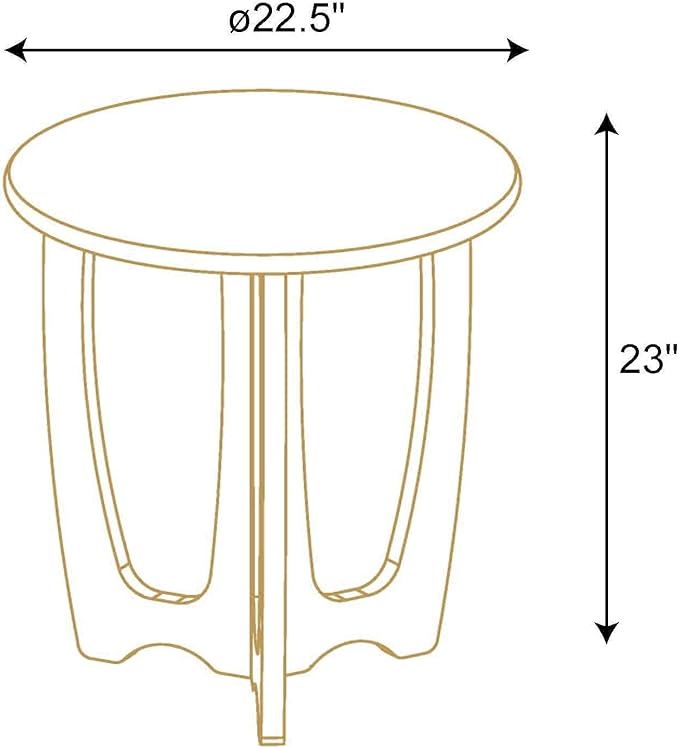 FINECASA Round End Table Small Rustic Side Table with Curved Legs Farmhouse Side Table Living Room, Bedroom, Entryway, Bedside, Nightstand (Chestnut) - LeafyLoom