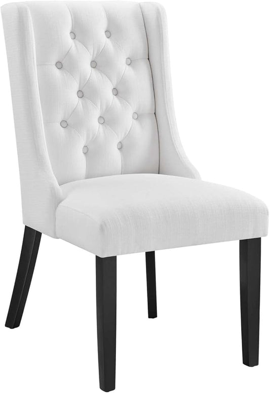 Modway Baronet Button Tufted Fabric, One Dining Chair, White - LeafyLoom