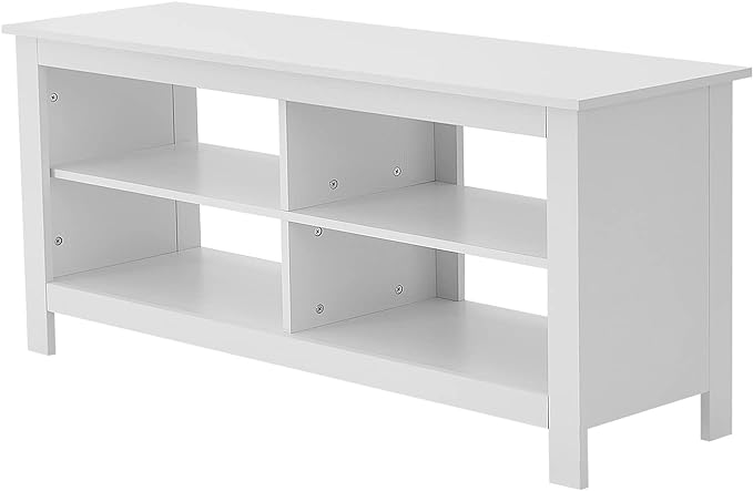 Panana TV Stand, 4 Cubby TV Stand for 60 inch TV, Farmhouse Television Stands Entertainment Center Media Stand with Storage TV Table Stand for Living Room (White 55 inches) - LeafyLoom