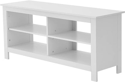 Panana TV Stand, 4 Cubby TV Stand for 60 inch TV, Farmhouse Television Stands Entertainment Center Media Stand with Storage TV Table Stand for Living Room (White 55 inches) - LeafyLoom