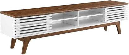 Modway Render Mid-Century Modern Low Profile 70 Inch Media Console TV Stand in Walnut White, 70" - LeafyLoom