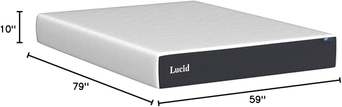 LUCID 10 Inch Memory Foam Mattress - Firm Feel - Infused with Bamboo Charcoal and Gel - Bed in a Box - Temperature Regulating - Pressure Relief - Breathable - Queen Size - LeafyLoom