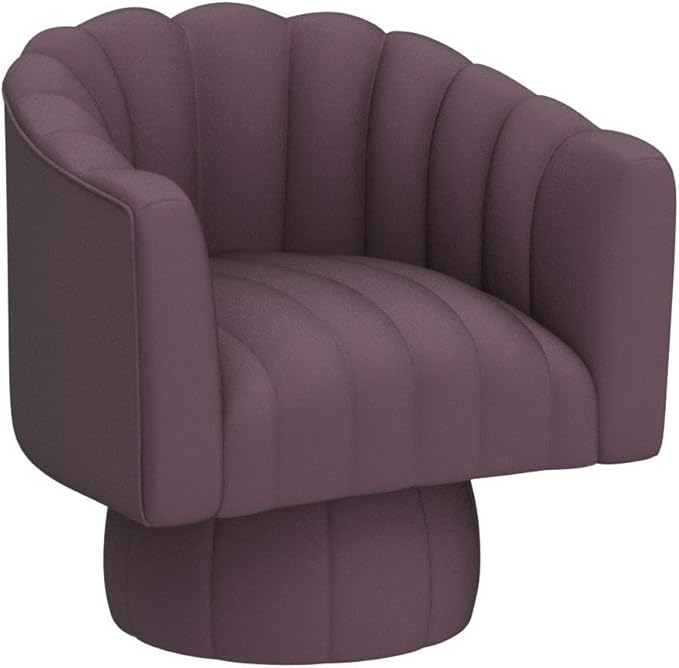 Accent Chair Mid Century 360 Degree Swivel Chair,Modern Lounge Sofa Round Barrel Chair with Wide Upholstered,Fluffy Velvet Fabric Chairs for Home Sofa Living Room/Bedroom/Waiting Room(Purple) - LeafyLoom