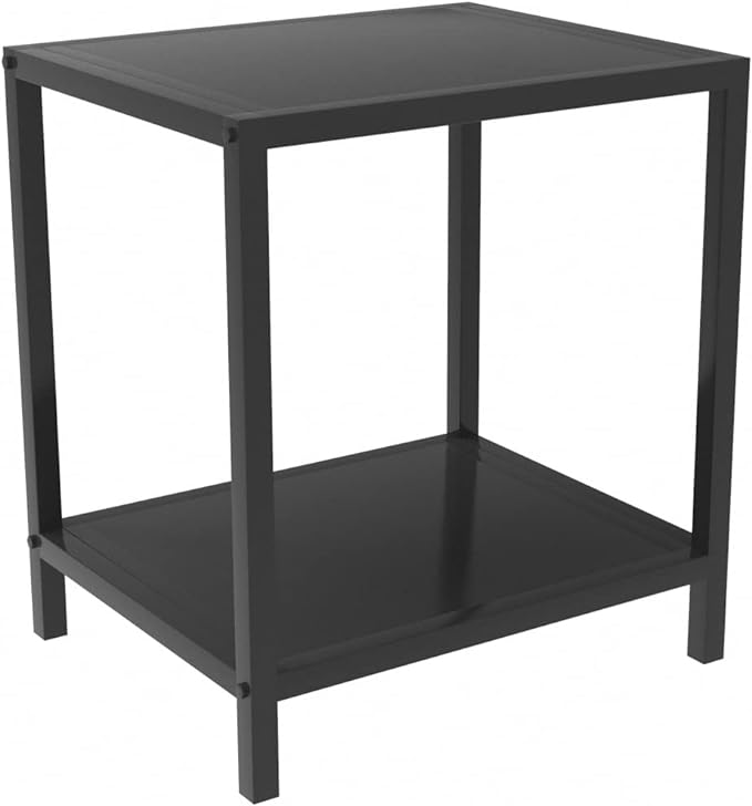 Black Metal Nightstand - 2 Shelf Multipurpose End Table Sturdy Sturdy Bedside Table Easy to Clean Suitable for Function As a Night Stand,End Table,Side Table (Black) - LeafyLoom