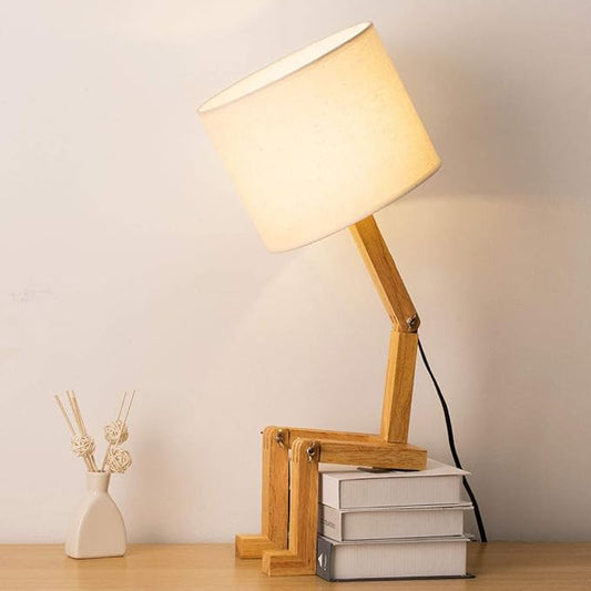 HAITRAL Cute Desk Lamp - Creative Table Lamp with Wood Base Changeable Shape Desk Lamp for Bedroom, Study, Office, Kids Room - LeafyLoom