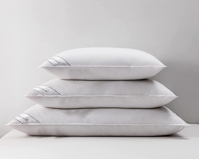 King Size Goose Down Feather Hotel Collection Bed Pillow for Sleeping for Back, Stomach or Side Sleepers King Size(20x36IN) White 1 Pack - LeafyLoom