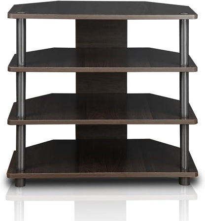 Furinno Turn-N-Tube Easy Assembly 4-Tier Petite Entertainment Center / TV Stand / TV Unit / TV Desk, Blackwood - LeafyLoom