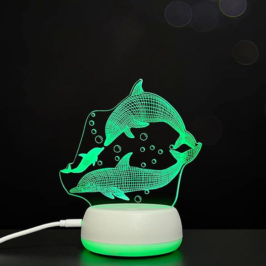 Dolphins LED Table Lamp USB Parent-Child Gifts Boy's Birthday - 7 Colors Changing Bedroom Decorative Night Light Parent's Gifts, Gifts for Families Friends - LeafyLoom