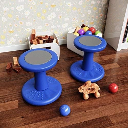 Studico ActiveChairs Kids Wobble Stool, Flexible Seating for Preschool & Elementary Classrooms, Improves Focus, Posture & ADHD/ADD, 14" Active Desk Chairs, Ages 3-7, Blue - LeafyLoom