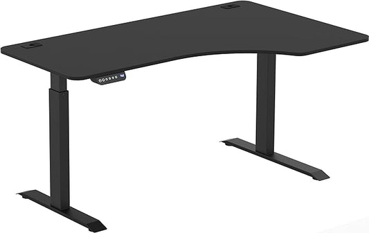 SHW 55-Inch Large Electric Height Adjustable L-Shaped Standing Desk with Right Facing Corner, Black - LeafyLoom