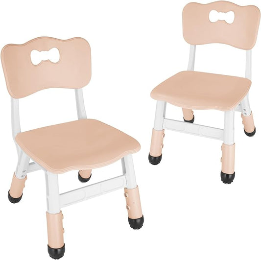 FUNLIO Adjustable Kids Chair (2pcs), 3 Level Height Adjustable Toddler Chair for Ages 3-8, Sturdy Child Chair with Maximum Bearing 220lbs, for Classrooms/Daycares/Homes, CPC & CE Approved - Natural - LeafyLoom