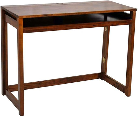 Casual Home Folding Desk with Pull-Out & USB Ports - LeafyLoom