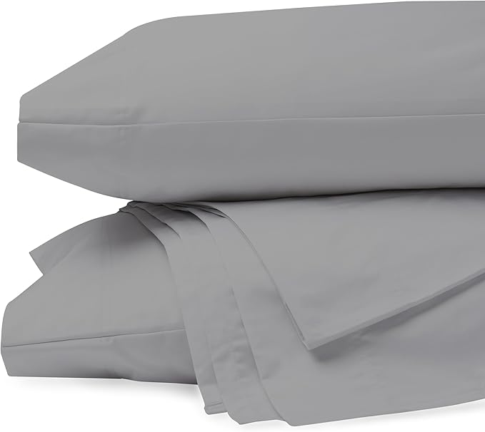 Purity Home Organic 100% Cotton King Size Sheets Set Soft Silver, Percale Weave King Bedding Set, Crisp, Cooling & Breathable Soft Silver Bed Sheets King, Fits Mattress Upto 16" Deep Pocket - LeafyLoom