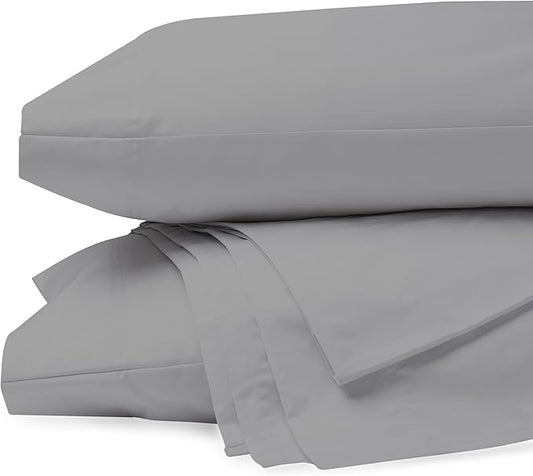 Purity Home Organic 100% Cotton Soft Silver Full Size Bed Sheets, Percale Weave Cotton Sheet Set for Full Size Bed, Crisp, Cooling & Breathable Bed Sheets, Fits Mattress Upto 16" Deep Pocket - LeafyLoom