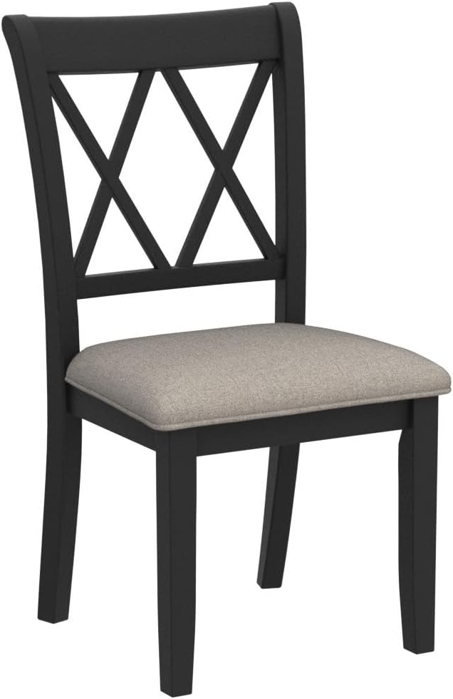 Roundhill Furniture Windvale Fabric Upholstered Dining Chair, Set of 2, Black - LeafyLoom