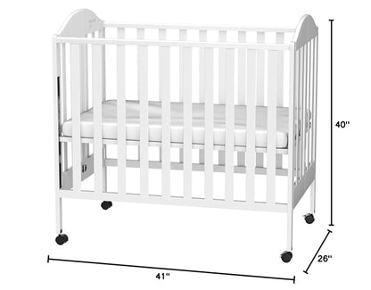 3 in 1 Portable Folding Stationary Side Crib with Dream On Me 3 Portable Crib Mattress, White - LeafyLoom