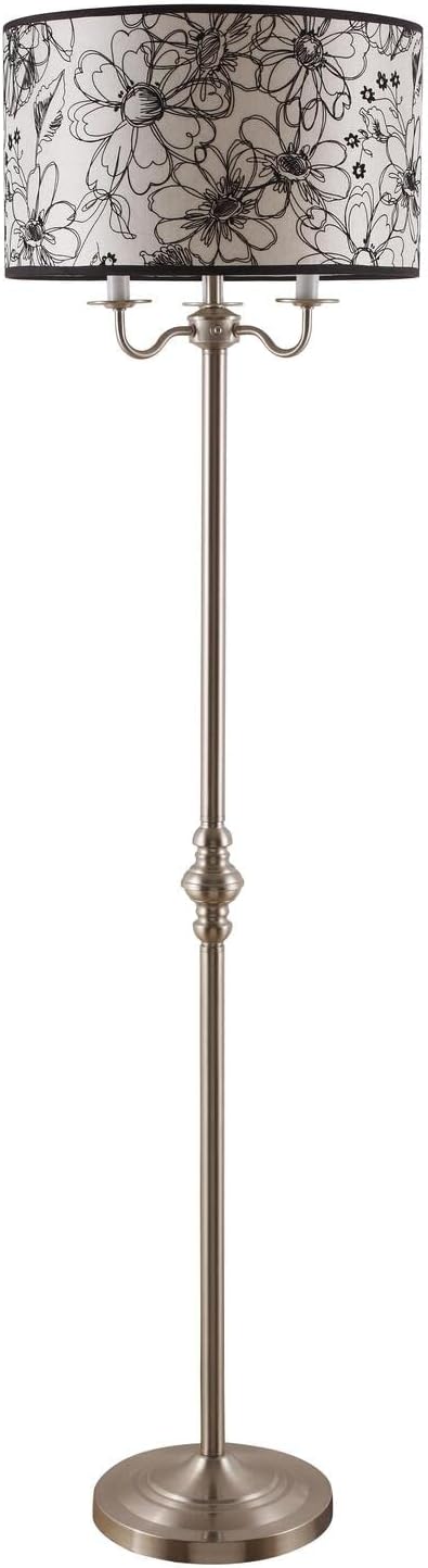 A6312F-A Sisel Contemporary Floor Lamp with Decorative Shade, 60.5-Inch, Brushed Nickel - LeafyLoom