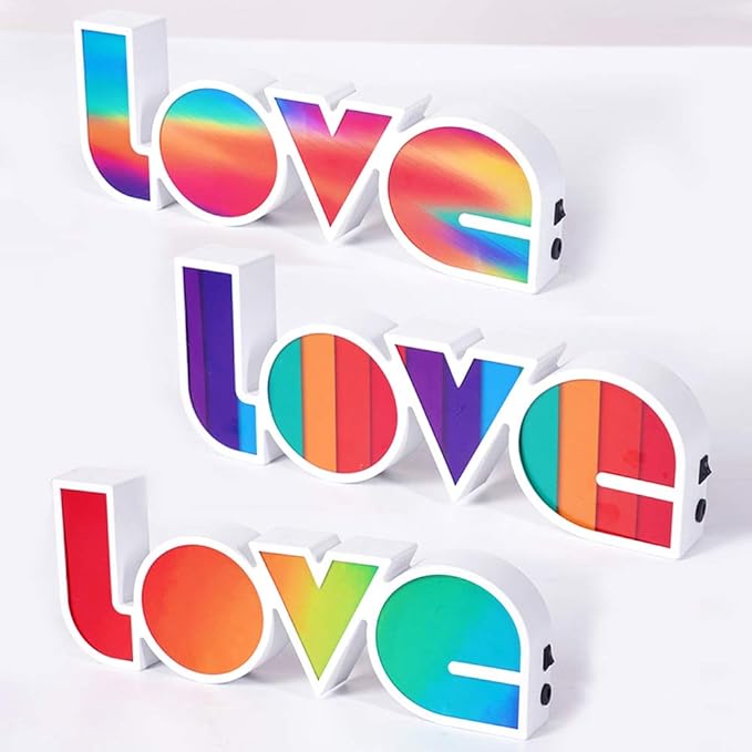 GUOCHENG LED Love Sign Lights - Love Marquee Signs Lamp Battery&USB Power Love Letters Decoration for Home Children Kids Bedroom Nursery,Valentine's Day Gifts(Colorful) - LeafyLoom