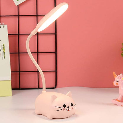 Kids Lamp, LED Desk Lamp for Kids, Cute Cat Lamp Kawaii Desk Accessories, Flexible Gooseneck Eye-Care Cartoons Small Desk Lamp Girls Gifts (Pink) - LeafyLoom