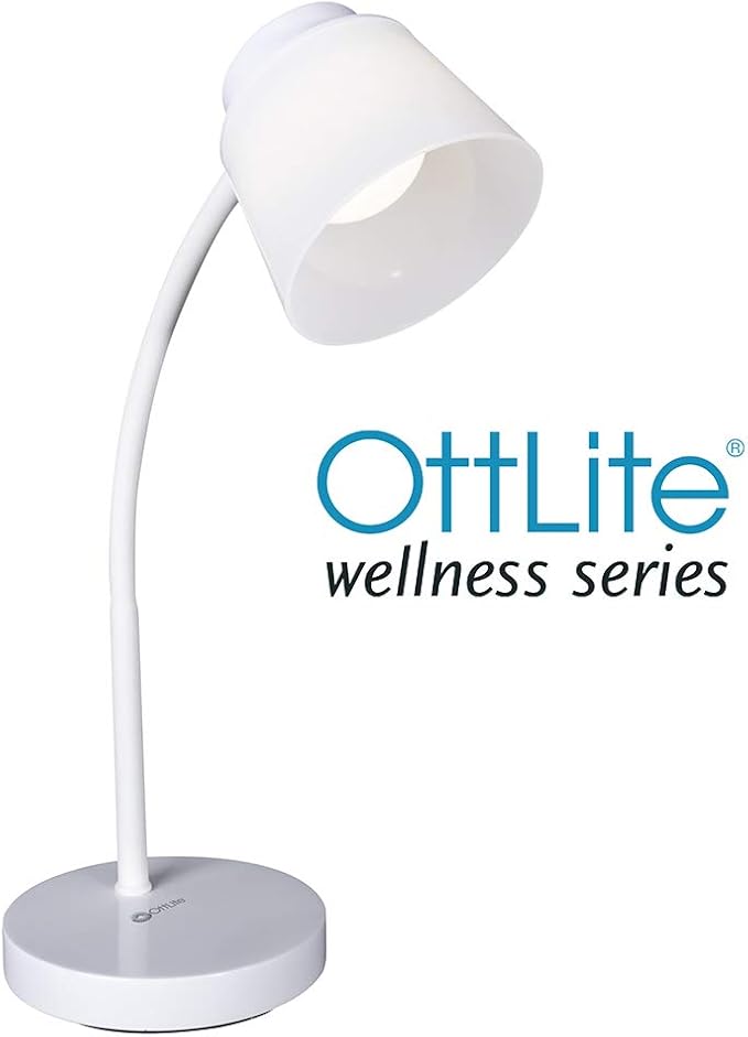 OttLite Clarify LED Desk Lamp with 4 Brightness Settings – Touch Activated Controls, Modern White Design, ClearSun LED Lighting, Flexible Neck, for Work, Study, Reading, Crafting - LeafyLoom