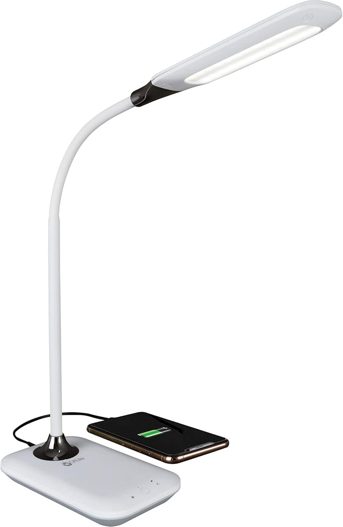 OttLite Enhance LED Sanitizing Desk Lamp with USB Charging – Eliminates up to 99.9% of Bacteria, Touch Activated, Flexible Neck, Modern Light for Reading, Crafting & Office Desktop - LeafyLoom