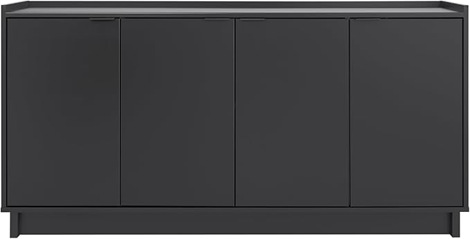 Prepac Simply Modern 4 Console Table Doors and Shelves, Sideboard Storage Cabinet, 60" W x 30" H x 16" D, Black - LeafyLoom