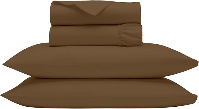 Bluemoon Homes 100% Egyptian Cotton Sheets King Size Deep Pocket - 1000 Thread Count Bed Sheets King Size Set, 4 Pc King Size Sheets Set, Fits Upto 18" Mattress, Luxury Bedding, Taupe - LeafyLoom