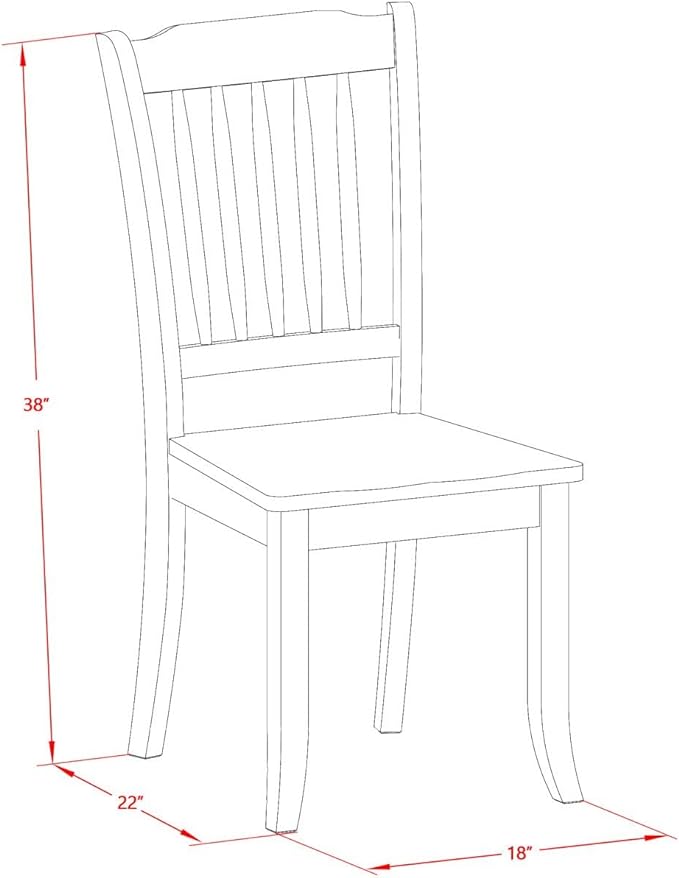 East West Furniture DAC-BCH-W Danbury Dining Room Chairs - Slat Back Solid Wood Seat Chairs, Set of 2, Black & Cherry - LeafyLoom