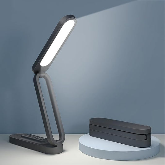 LED Desk Lamp for Office Home & Battery Operated Lamp Rechargeable Lamp Foldable & Portable Light, LED Desk Light Strip, 3 Brightness Dimmable Small Desk Lamp Wireless Reading Lamp (Black) - LeafyLoom