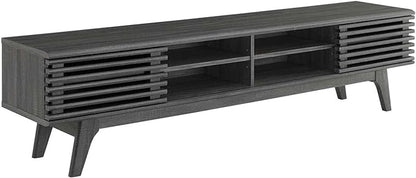 Modway Render Mid-Century Modern Low Profile 70 Inch Media Console TV Stand in Charcoal, 70" - LeafyLoom