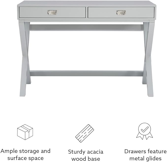 Linon Grey 2-Drawer Writing Jaycee Desk - LeafyLoom