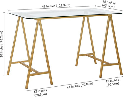 Tulsa Rectangular 48" Wide Desk in Brass - LeafyLoom