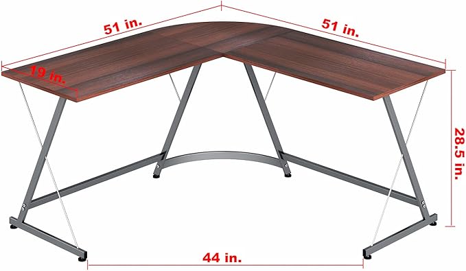 SHW L-Shaped Computer Gaming Desk, Walnut - LeafyLoom