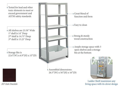 Delta Children Ladder Shelf, White/Grey - LeafyLoom